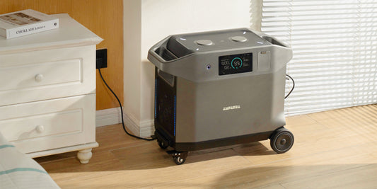 alt= Portable power station in a modern home interior.
